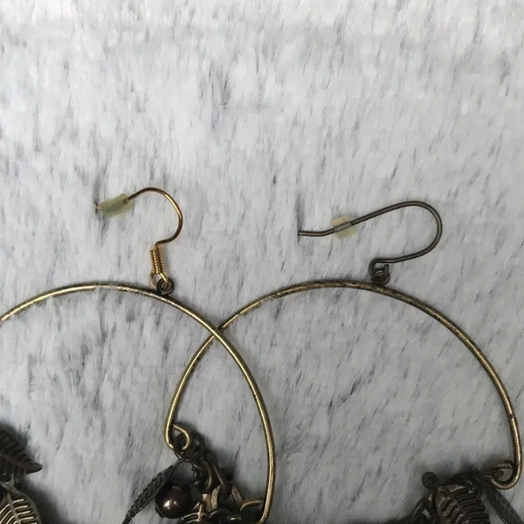 ✨ ADD $8 Faeriecore Fairy fae faerie forest fairy leaf green beaded hoops - Picture 3 of 5